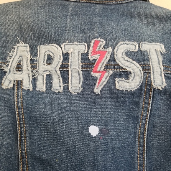 Gap Kids "Artist" Paint Splatter Denim Jacket M - Picture 3 of 6